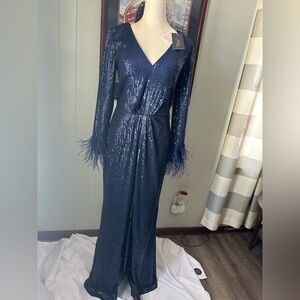 Elegant Navy Sequin Gown
